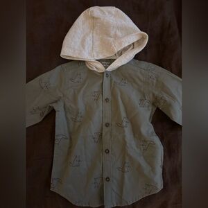 Carter's Green Button-Up Shirt with Fox Design 3T Brand New